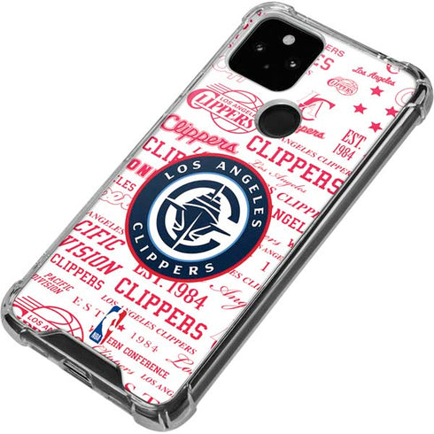 NBA Los Angeles Clippers Blast Logos Google Pixel 5a 5G Clear Case
